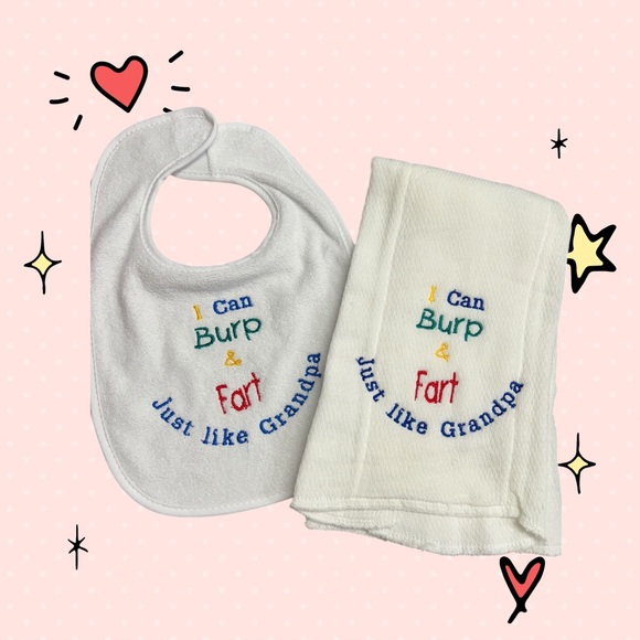 Handmade Funny Grandpa Bib and Burp Cloth set - Picture 11 of 12
